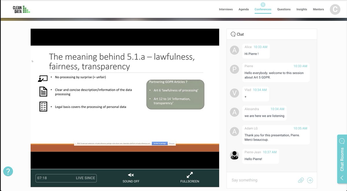 VirtualConHQ's tweet photo. On air now at our #GDPR virtual conference -> Pierre Faller, Privacy Counsel @Paypal is presenting "Data Protection Principles: how to best understand and implement Art. 5 GDPR" https://t.co/Ijpd2vU1tv #free #30speakers #2days #onlineevent #cleandata https://t.co/geFTWfZj3p