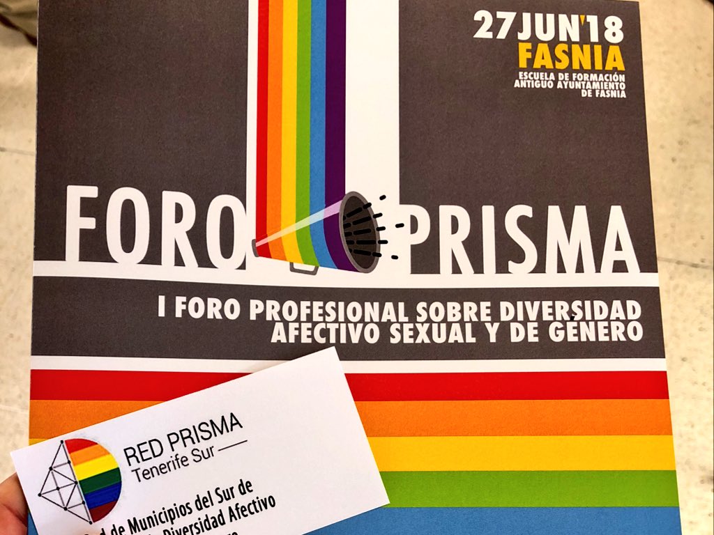 algarabiatfe's tweet photo. Hoy estamos con la #RedPrisma en el I Foro Profesional sobre #Diversidad afectivo sexual y de género. Creando sinergias y estableciendo estrategias de coordinaciòn en los colectivos LGBTI. #LGBTI #2018RealidadesTrans https://t.co/11hC59Gwqs