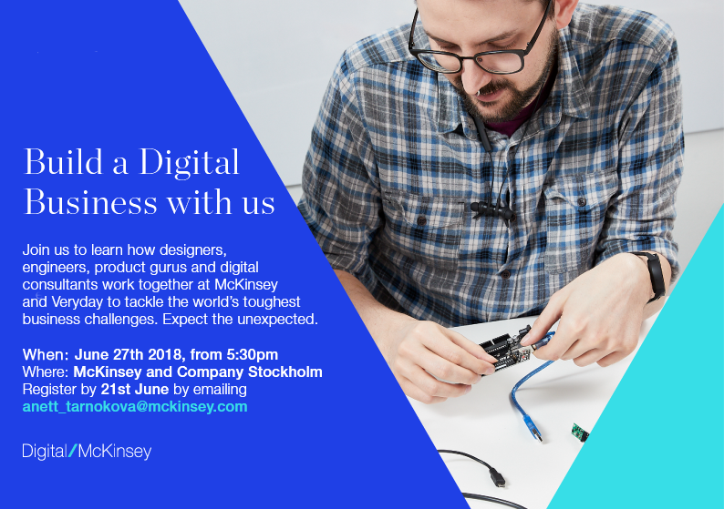 byVeryday's tweet photo. Exciting! Today #Veryday and @DigitalMcKinsey will come together in Stockholm to talk about how we work together at McKinsey & Company when building digital businesses #digitization #business #usercentereddesign #productmanagement https://t.co/jlmlxQQUUG