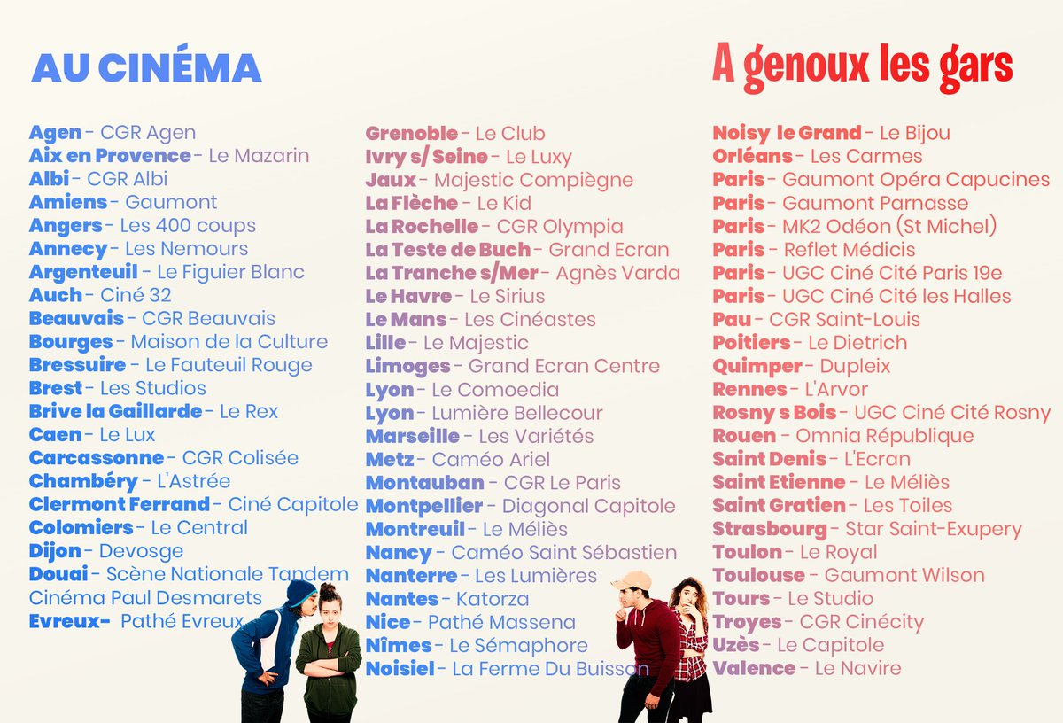 DEMANDEZ LE PROGRAMME !
Deuxième semaine dans les salles pour #AGenouxLesGars