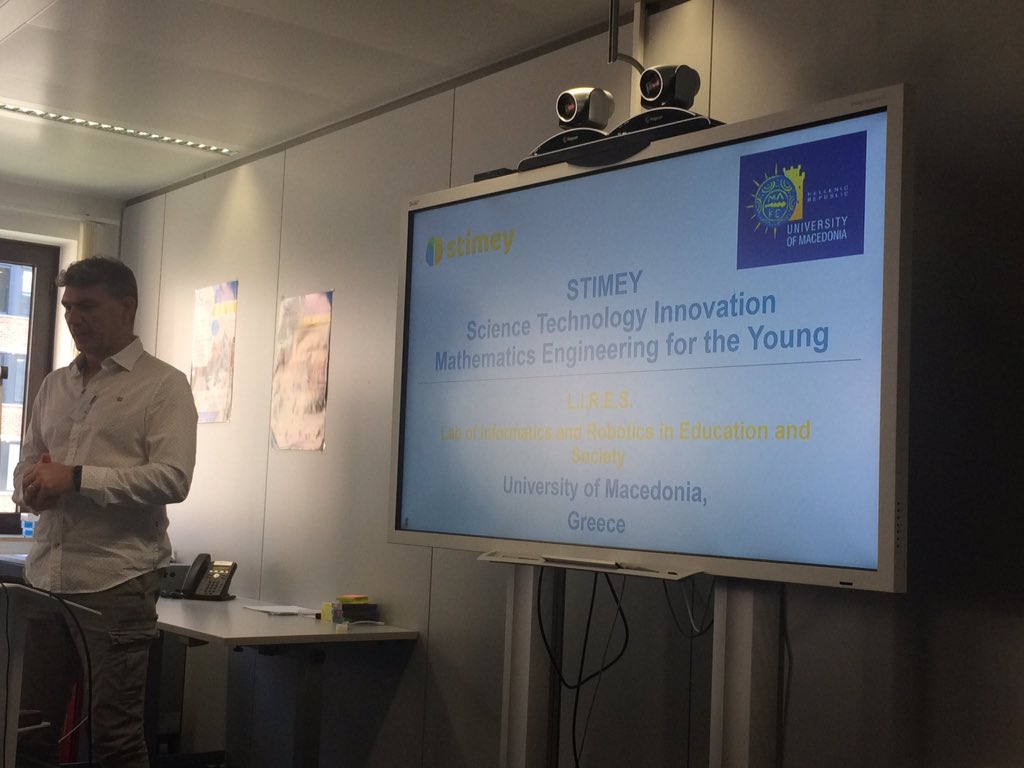 Cellexplorers's tweet photo. Ioannis Lefkos from @UniOfMacedonia is running #STIMEY Stem education fo primary education with social assistive robotics #spne13 #scientix #steminprimaryeducation https://t.co/PwfZx593dD