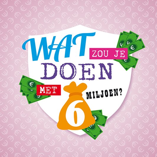 We zijn enorm trots op het logo van de voorstelling van dit jaar! Met dank aan <a href="/DonaMarieke/">Marieke Dona</a> van studiodona.nl #watzoujedoenmet6miljoen #veldhovenserevue #familievanveldhoven