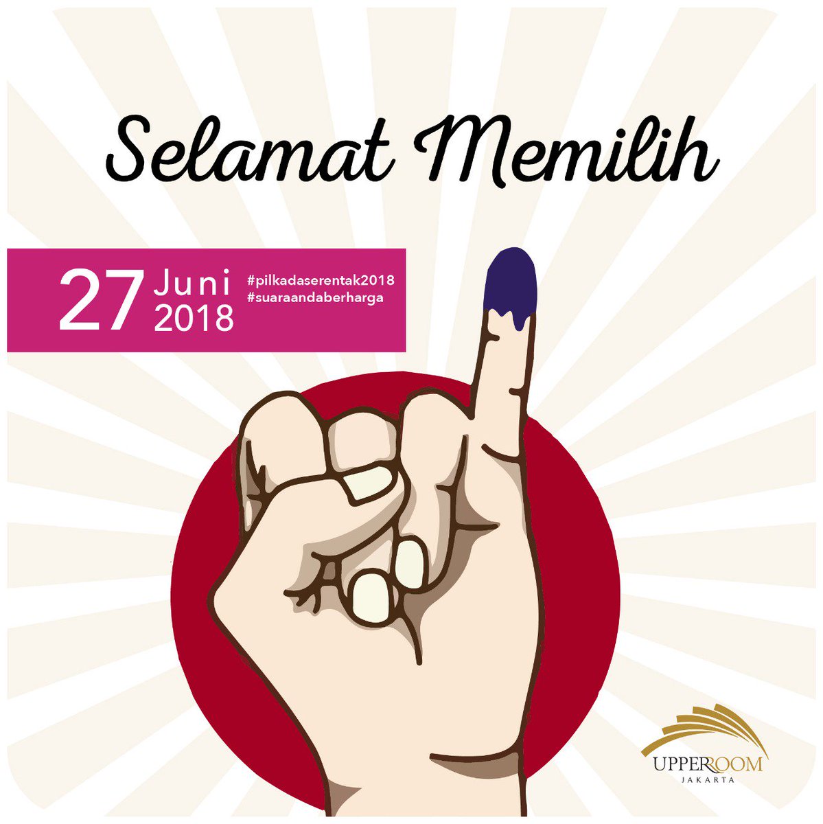 Semoga terpilih pemimpin yang siap berkorban dan bekerja keras melayani masyarakat.

#PilkadaSerentak2018
#UpperRoomJKT #UpperRoomJakarta #UpperRoomHall