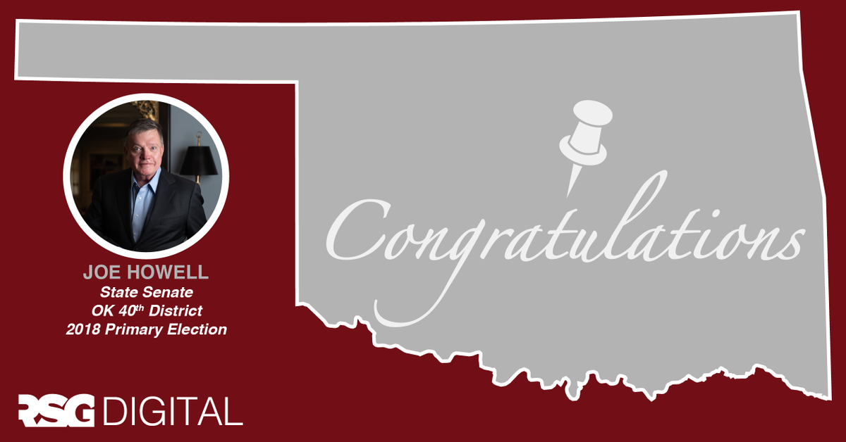 Right_Strategy's tweet photo. Congratulations to Joe Howell on your victory in Oklahoma Senate District 40! Thanks for giving us the opportunity to manage your digital &amp; social media. Also, thanks to Marathon Strategies for bringing us in on the campaign. https://t.co/iHmZLQoi8F