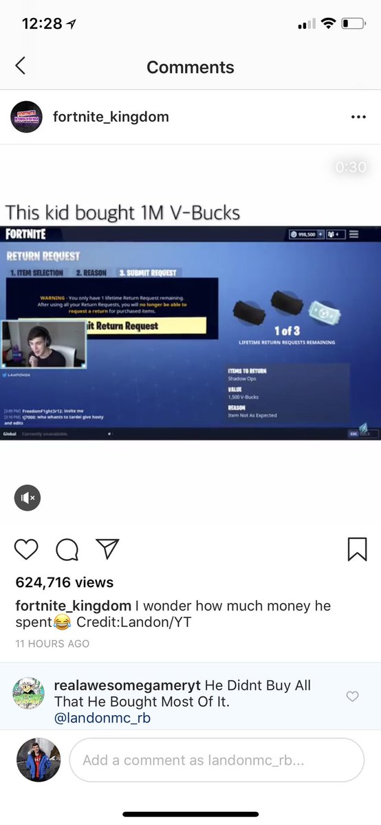 Landon Fortnite Instagram