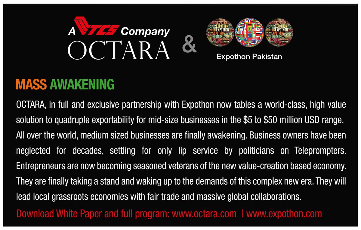 TeamOctara's tweet photo. How Expothon program is being deployed by Octara... 

Download White Paper and full program: https://t.co/CbiNyHAxL2 | https://t.co/FERpSOSnPo

#Octara #Expothon #Quadrability @WomenInno @KCCINews @TexMinIndia @RadioPakistan @FPCCIOfficial @BusinessWomen1 @ICC https://t.co/BvJNWLMNbC