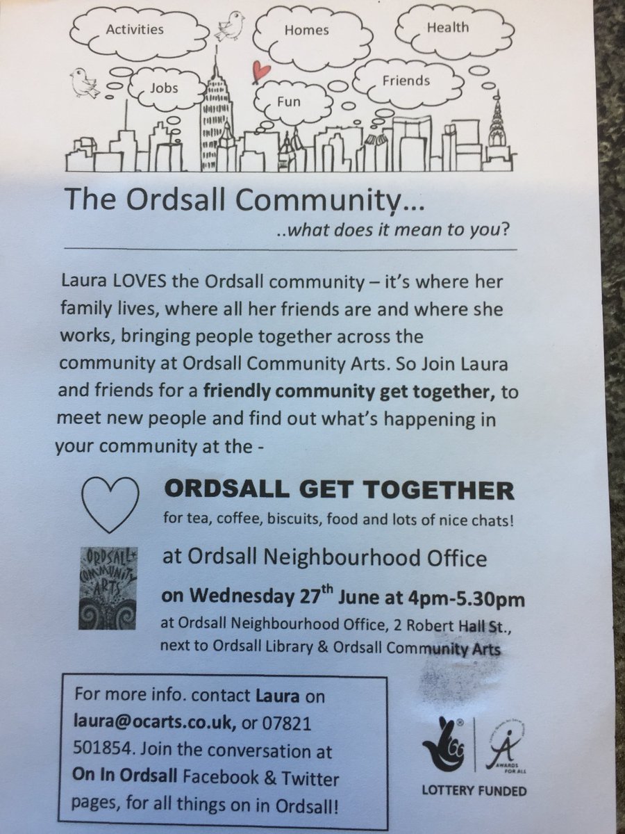 Ordsall Get Together is today at Ordsall Neighbourhood Office (next to library) 4pm TIL 5.30pm 😍 please come along and join us for some sandwiches and lovely cakes the kids have made for everybody, some arts and crafts and lots of chats