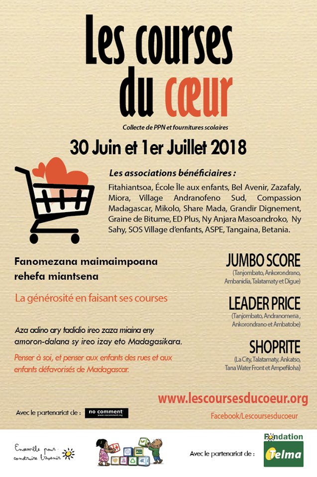 FondationAxian's tweet photo. Les courses du coeur reprennent!!!
Rendez vous le samedi 30 juin et dimanche 1er juillet 2018 dans les grandes surfaces partenaires.
#LaGénérositéEnFaisantSesCourses #JumboScore #LeaderPrice #Shoprite #AideàlEnfance #FondationTelma https://t.co/yL4uUY6LgK
