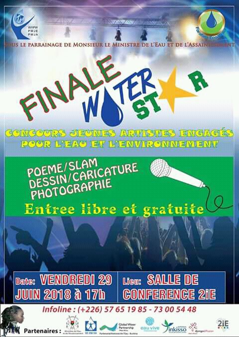 Finale du concours #WaterStar le vendredi 29 juin dans la salle de conférence de 2iE 
#FarfinaEcoWater <a href="/Institut_2iE/">Institut 2iE</a> 
<a href="/GwpWaf/">GWP West Africa</a> 
<a href="/InternSecrWater/">Secrétariat International de l'Eau / SIE - ISW</a> 
<a href="/WYPW_PMJE/">World Youth Parliament for Water</a>