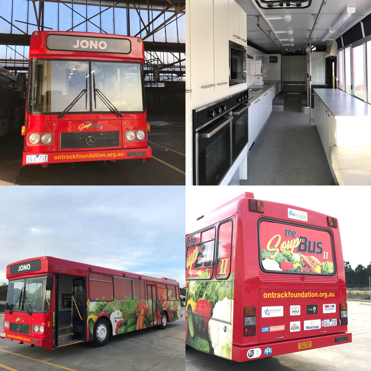 CDCVictoria's tweet photo. Today we were privileged to tour ‘Jono,the #SoupBus 2’ - a mobile bus that brings food& support to those that need it in Ballarat. This is the 2nd bus we’ve donated to the On Track Foundation & we are humbled to be able to support this great mission. #cdcballarat #refurbishedbus https://t.co/S6GuSmc3Aj