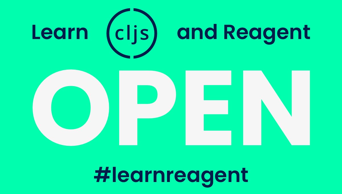 It's OPEN - bit.ly/lrn-reagent-op…
1st, unthinkable news for today is that Basic is Free. 
2nd, remarkable announcement is that the Pro is discounted until June 30th 2018 15:00 CEST.
3rd, follow <a href="/JuhoTeperi/">Juho Teperi</a>, <a href="/thheller/">Thomas Heller</a> and <a href="/danielwithmusic/">Daniel Compton</a> for some additional deals.
#learnreagent