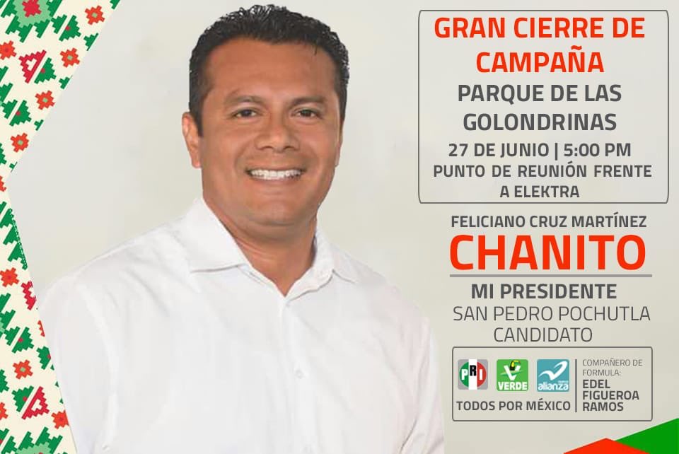 ProfeChanito's tweet photo. Amigas y amigos acompáñenme el día hoy a mi cierre de campaña a las 17:00 horas, con una caminada simbólica iniciando de la tienda Elektra para finalizar en el centro del corazón de Pochutla “La Plaza las Golondrinas”. 

Todos cordialmente invitados 
#ContigoPochutlaAvanza https://t.co/JvDbLMcudp