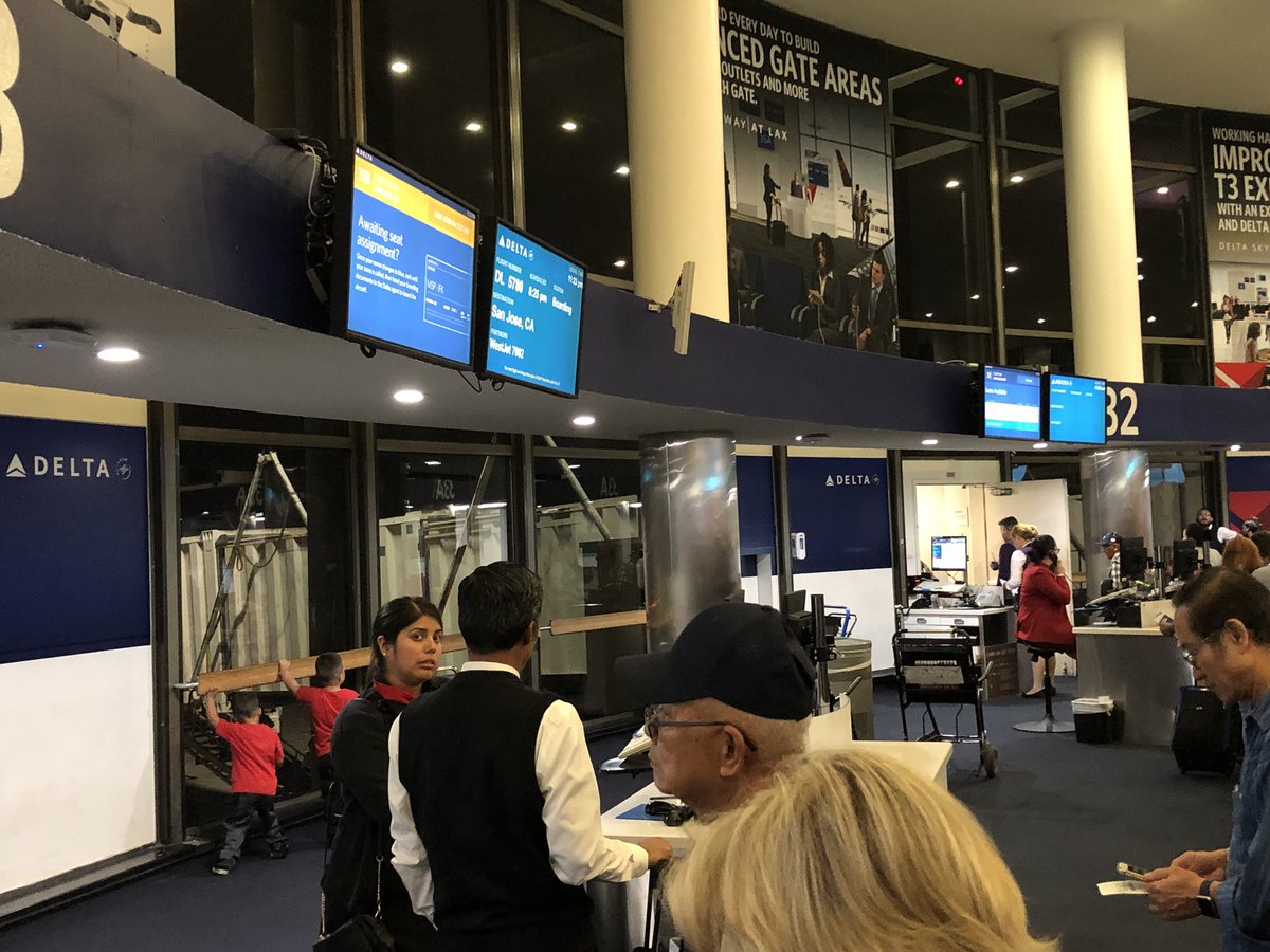 srclosser's tweet photo. @Delta DL 5780 from lax . Plane of unhappy customers after 6 gate changes, a 3 hour flight delay, loading passengers on a plane to figure out they need to switch planes. Everyone is still standing around without a plan. #badcustomerservice https://t.co/RszYJOQCQt