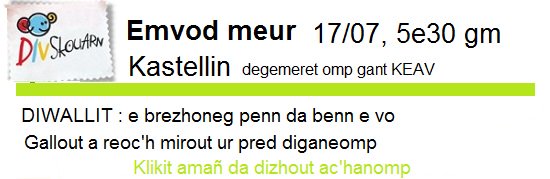 [emvod meur] d'ar 17 a viz Gouere e Kastellin, degemeret e vimp gant KEAV ! Da 5e30 an hini vo. #brezhoneg