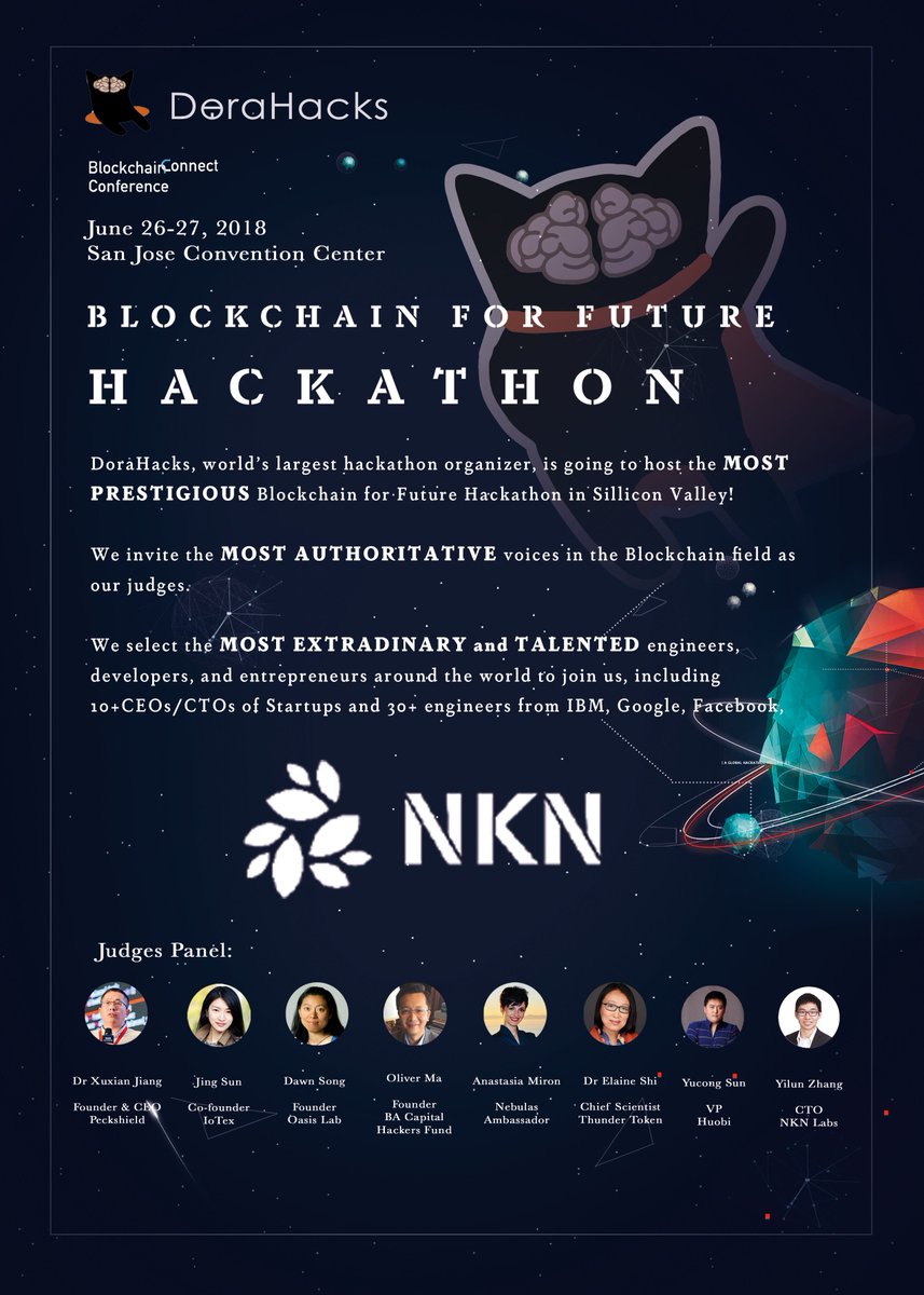 zbruceli's tweet image. #NKN CTO Dr. Yilun Zhang invited as judge for #BlockchainForFuture Hackathon by @DoraHack. NKN proposed two challenges: 
1.#Decentralized Instant Messenger 
2. #Decentralized Multi-Player Online Games
 Let the battle begin!💪💪💪