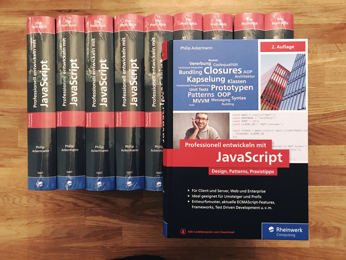jsprofibuch's tweet photo. Die Belegexemplare sind da! 🎉 #javascript 🦄 #professional 🍭 #nodejs ☀️#software ✨ #patterns 😃 #bestpractices 🌈 #coding 👍 #codingstyle 🎸#javascriptrocks // @rheinwerkverlag https://t.co/Uzxl1eDdeK