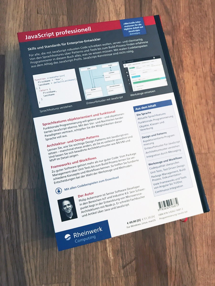 jsprofibuch's tweet photo. Die Belegexemplare sind da! 🎉 #javascript 🦄 #professional 🍭 #nodejs ☀️#software ✨ #patterns 😃 #bestpractices 🌈 #coding 👍 #codingstyle 🎸#javascriptrocks // @rheinwerkverlag https://t.co/Uzxl1eDdeK
