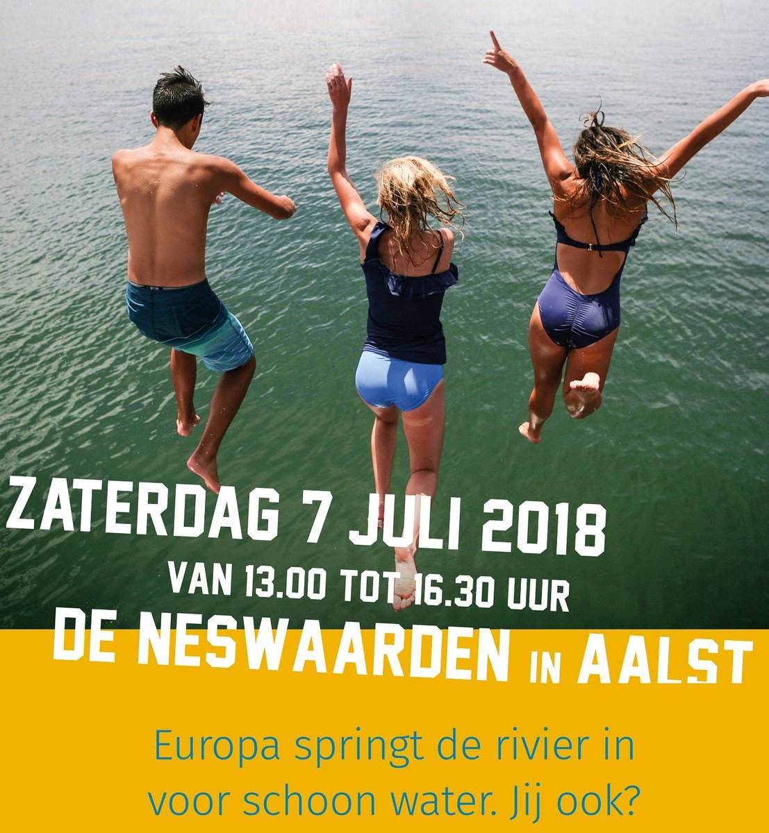 7 juli: The Big Jump &amp; Waterfestival. Europa springt de rivier in
voor schoon water. Jij ook? Het Waterlaboratorium is er bij met een stand en we springen mee! Kijk op afgedamdemaas.nl