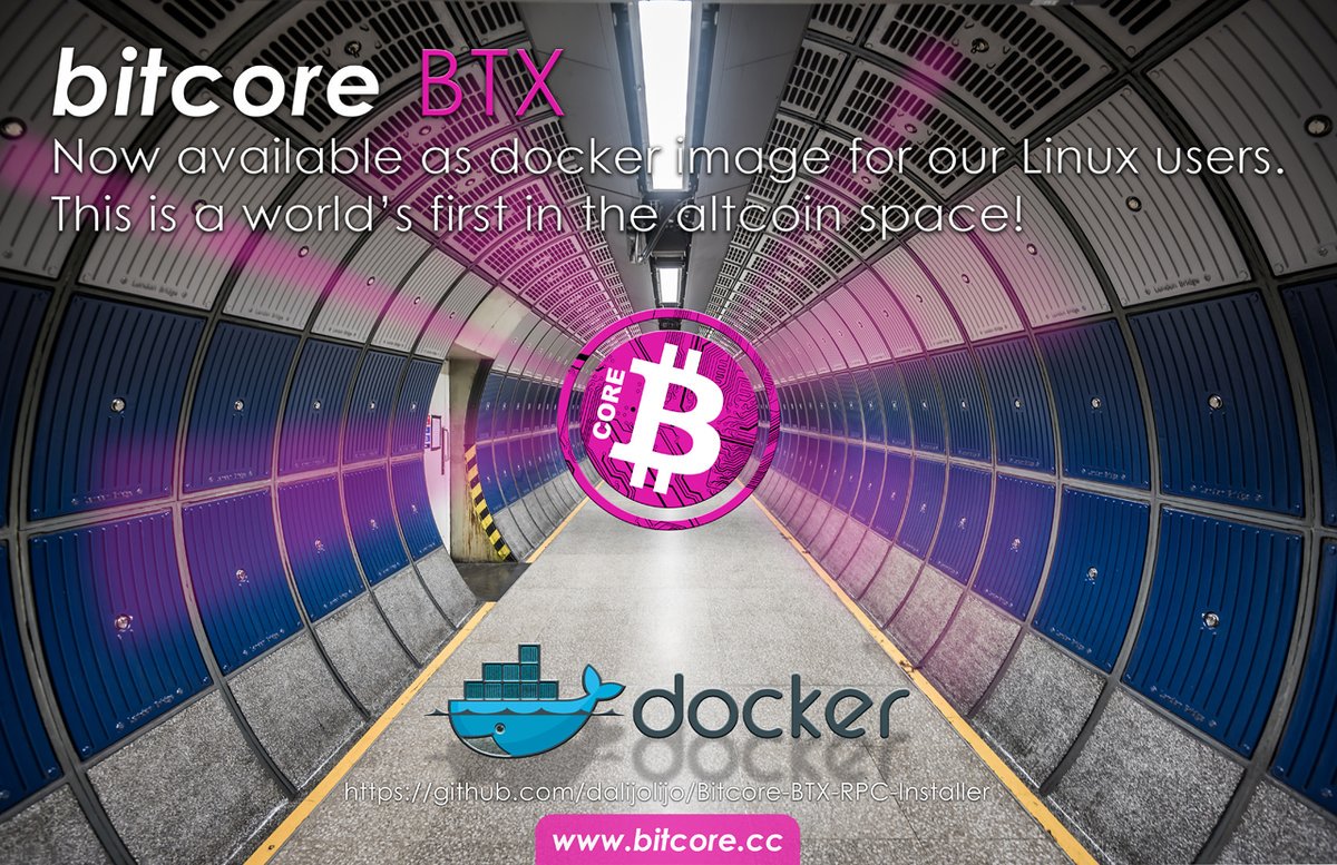 BitcoreJ's tweet image. Linuxユーザー向けに、Bitcoreのドッカーイメージが利用できるようになりました！アルトコインとしては世界初です！詳しくはgithubをご覧ください：github.com/LIMXTEC/Bitcor… … #Docker #Bitcore #BTX #crypto #cryptocurrency #altcoin #altcoinnews #blockchain #BTC #Bitcoin #innovation
