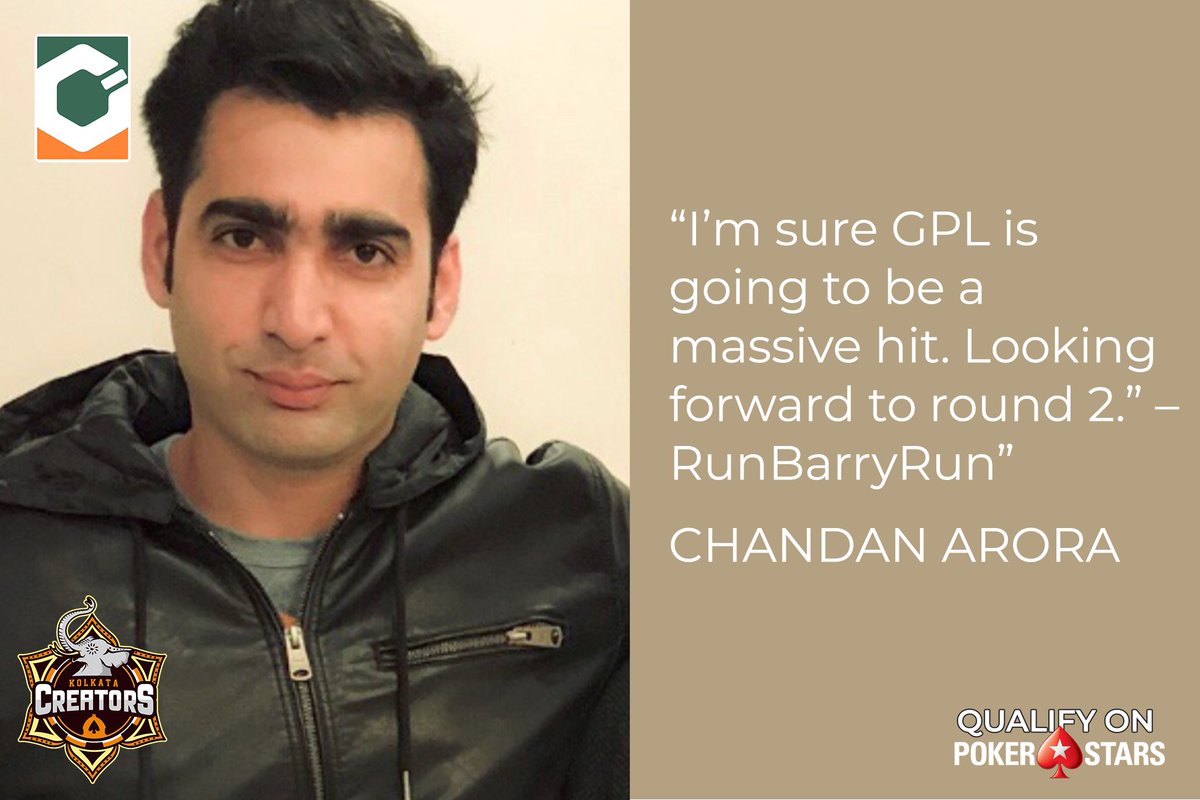KLKCreators's tweet photo. 🇮🇳♣️: Join Chandan in Sunday's Kolkata Creators Week Finals 
📅 25 June - 01 July
✅ 7 Qualifier Rounds, 1 Final
📍 Online @PokerStarsIn
🕗 20:00 IST
🔗 https://t.co/RF48rkGpsO #GPLIndia https://t.co/Nz9Q8rG426