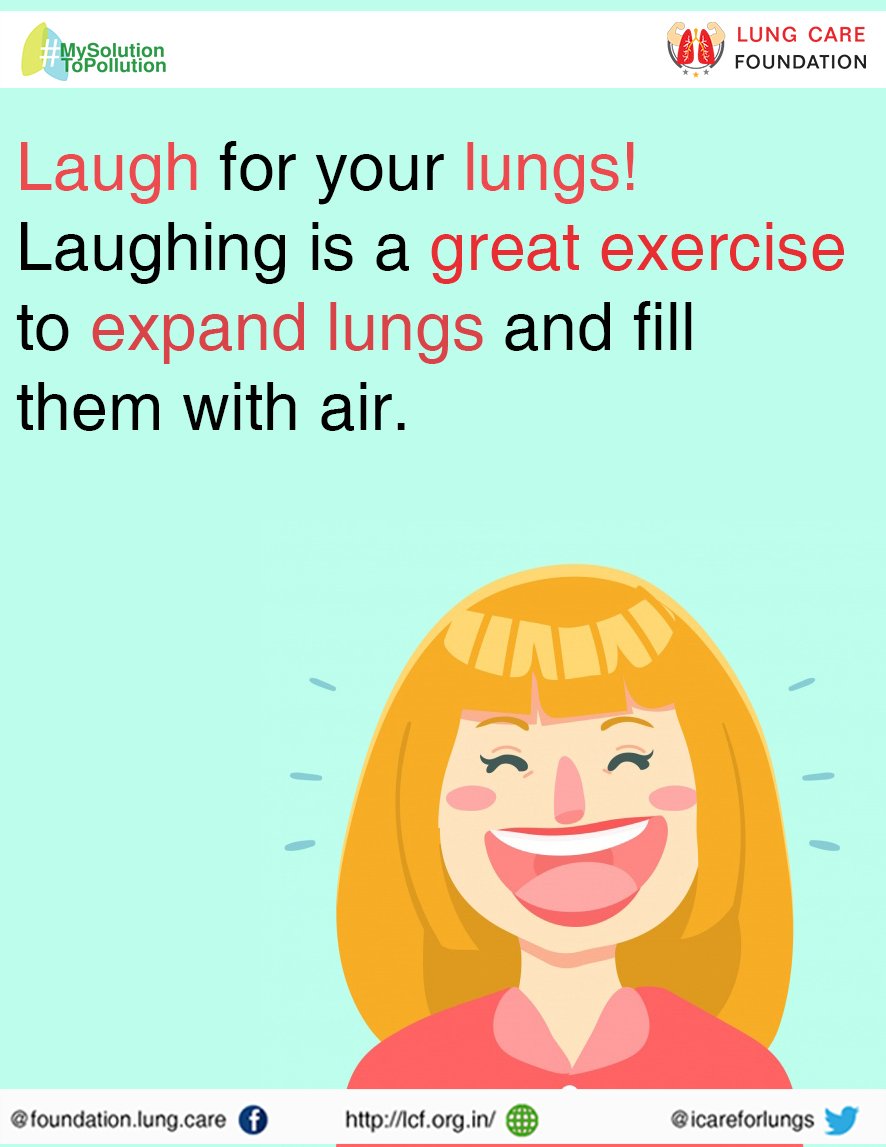 icareforlungs's tweet photo. Amongst its many benefits, laughing really helps the lungs become stronger and cleaner so laugh wholeheartedly when you get a chance to! #LaughForLungs #Lungcare # #LungExercise https://t.co/EbxUkJWhUe