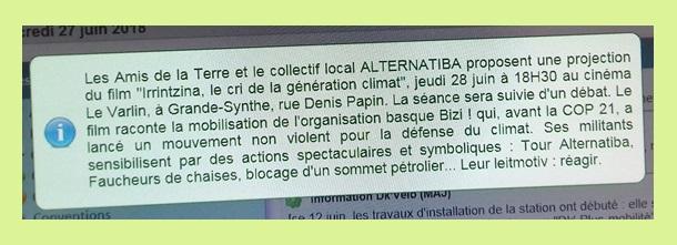 Amis_Terre_Dk's tweet photo. #irrintzina #CTonTour #TourAlternatiba #alternatiba Quand certains intranets d'entreprises informent leurs salariés sur nos activités ! Bravo ! https://t.co/fk3szrTuOh