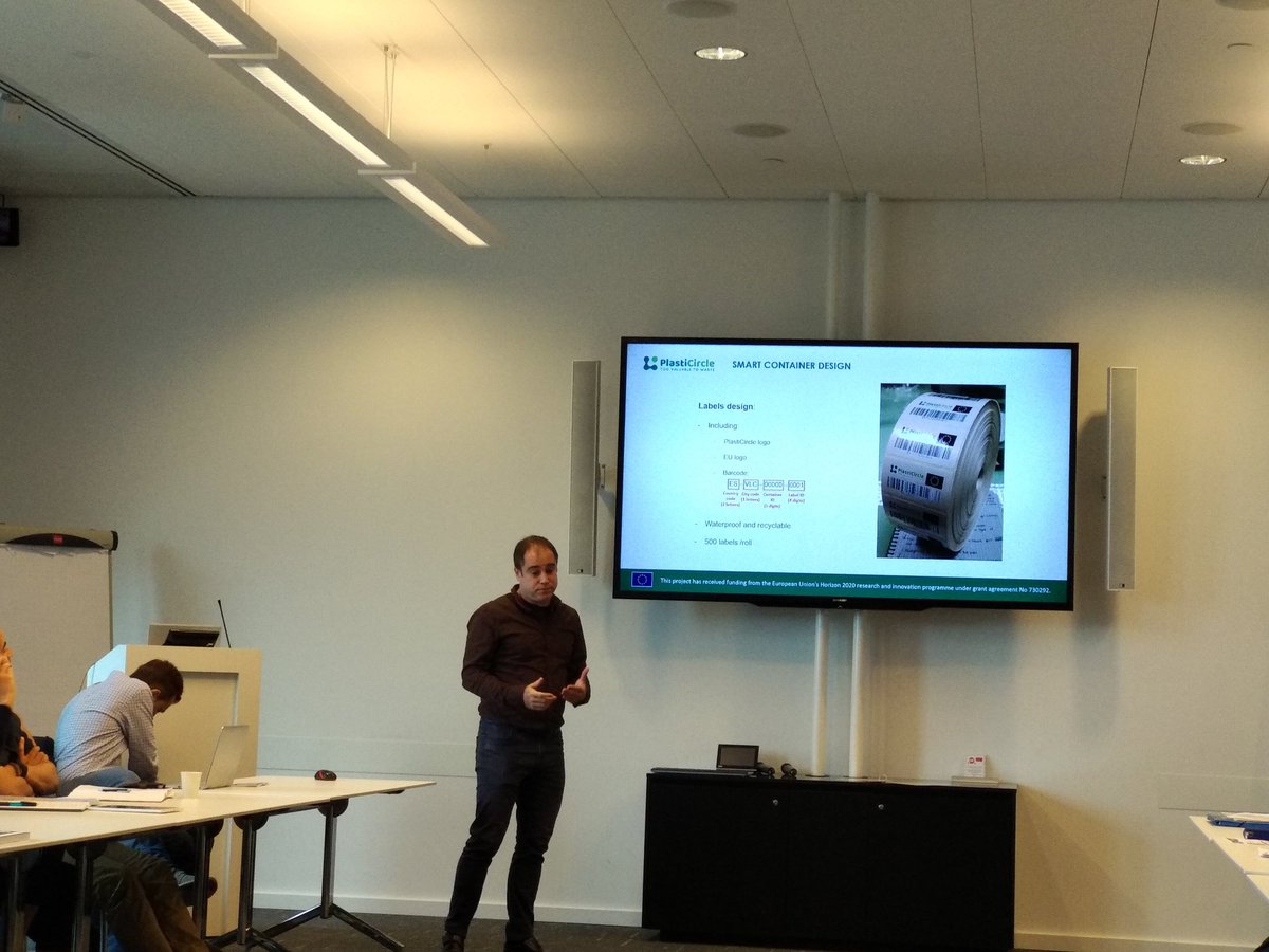 loli_ht's tweet photo. Fran Ample, from #SAV, is presenting today, in our 3rd General Assembly, the smart container system in development in #PlastiCircle project https://t.co/RbvGm8rkDv