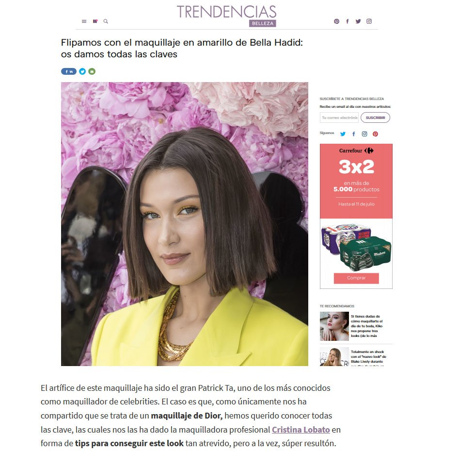 lanalua_es's tweet photo. ¿Cómo conseguir el #maquillaje amarillo de #BellaHadid? 💛
Los consejos de la maquilladora profesional Cristina Lobato arrasan en la prensa especializada #Belleza #LifeStyle https://t.co/aY5BVPrmR5