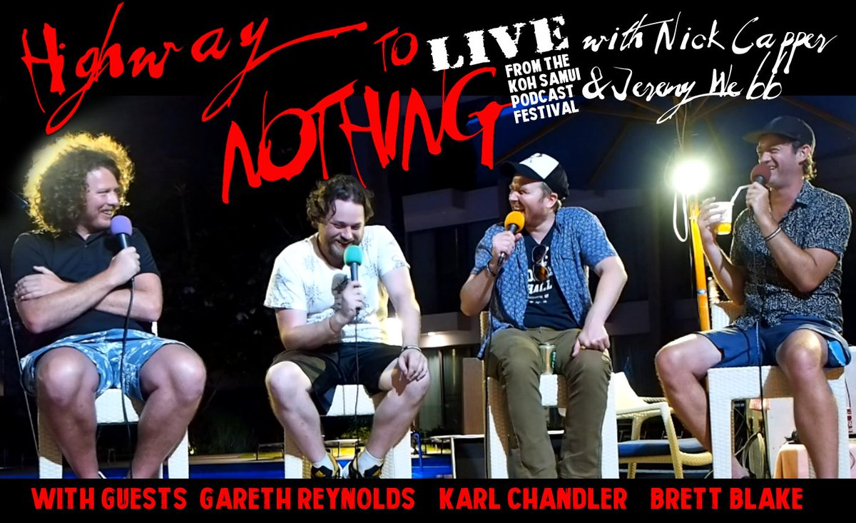 capperflapper's tweet image. He y @Highway2Nothing fans @WeedWideWebb and I know its been a while but @DumDumClub were kind enough for us to record a live ep at The Koh Samui Podcast Festival with 
@KarlChandler  @reynoldsgareth &amp;amp; @Brettyblake ENJOY!
thehighwaytonothin.wixsite.com/highwaytonothi…