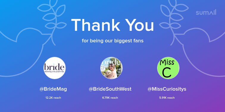Dorset Bride (@bridedorset) on Twitter photo Our biggest fans this week: <a href="/BrideMag/">Bride Magazine</a>, <a href="/BrideSouthWest/">South West Bride</a>, <a href="/MissCuriositys/">Miss Curiosity</a>. Thank you! via sumall.com/thankyou?utm_s… Our biggest fans this week: <a href="/BrideMag/">Bride Magazine</a>, <a href="/BrideSouthWest/">South West Bride</a>, <a href="/MissCuriositys/">Miss Curiosity</a>. Thank you! via sumall.com/thankyou?utm_s…