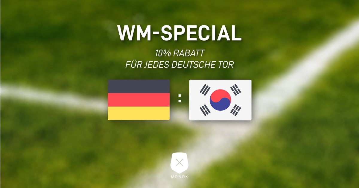 MONOXStore's tweet image. WM-Special!
Wir machen die WM noch spannender: Für jeden Treffer schenken wir euch 10% Rabatt (max. 40%) für euren nächsten Einkauf!
Und so gehts: Nach dem Spiel posten wir je nach Ergebnis den entsprechenden Rabattcode, welcher 24 Stunden gültig ist.