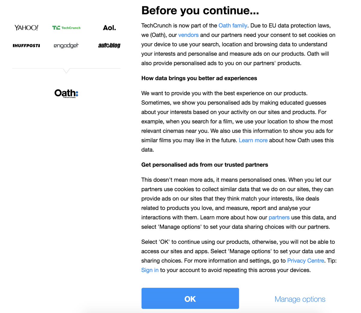 Personalisation data are one of those data type that you should be able to turn off.