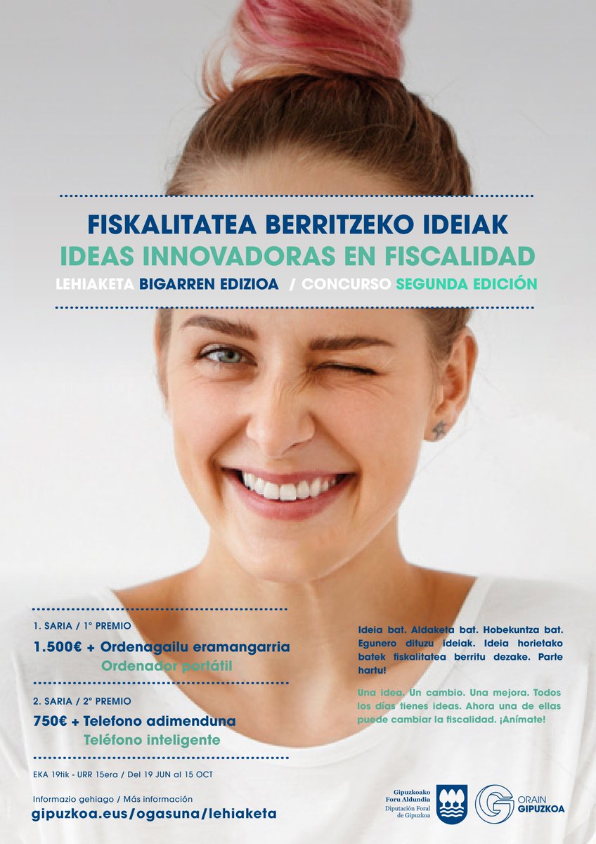 jlarrag's tweet photo. Martxan dago aurtengo 'Fiskalitatea berritzeko #Ideiak2018' lehiaketa. Animatu eta parte hartu!
Info guztia hemen: https://t.co/zVTeYphuMK https://t.co/M8MhjQDZQy