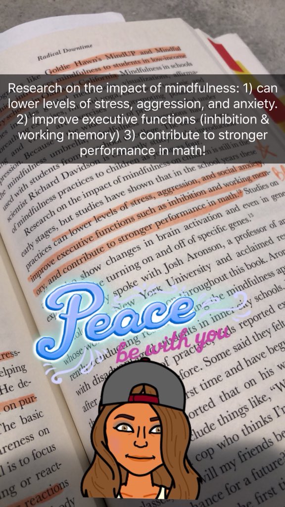 ValeriaTeaches's tweet photo. #RadicalDowntime For 2yrs now, 🙋🏽‍♀️have been practicing #mindfulness w/ my Ss the first 5 mins of every class🙏🏼 b/c:

1) sets ➕tone🎼
2) Ss to disconnect from the “chaos of constant connection”
3) Reminds Ss to take deep breaths &amp; refresh the🧠  #theselfdrivenChild https://t.co/agqUfftRin