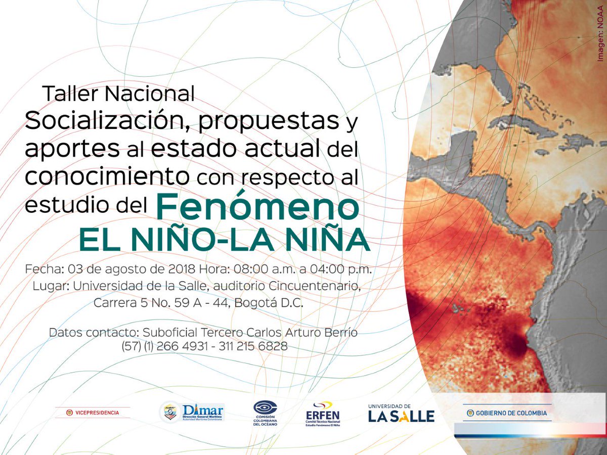 El próximo 3 Agosto 2018 se realizara el  "I Taller Nacional “Socialización, propuestas y aportes al estado del conocimiento  del estudio del Fenómeno El Niño- La Niña”.
Te esperamos!!!