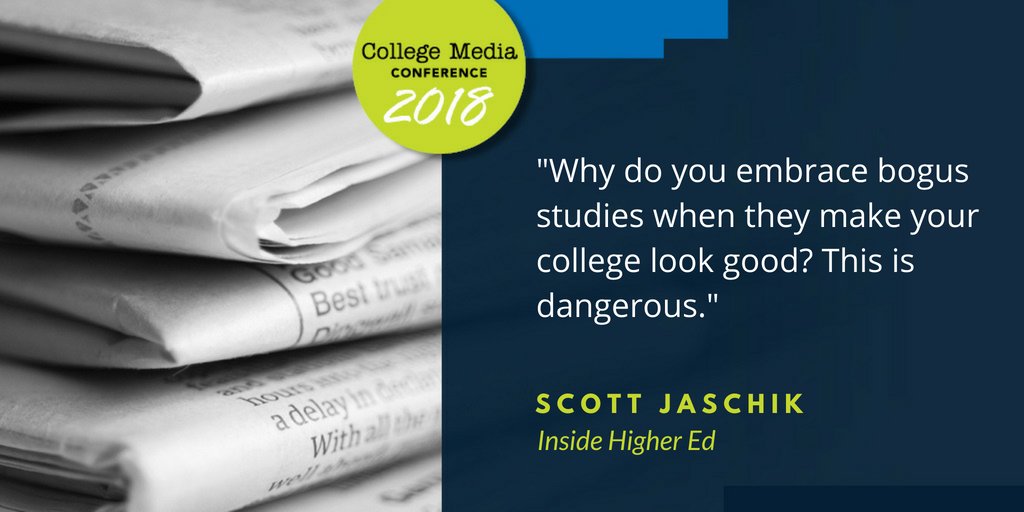 Jaschik: People need to trust #highered. Don't embrace bogus studies even if they make your college look good. #cmcDC