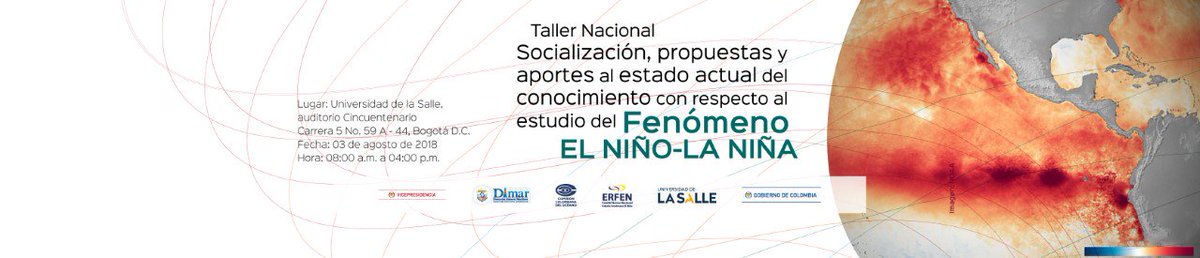 Te esperamos en "I Taller Nacional Socialización, propuestas y aportes al estado del conocimiento  del estudio del Fenómeno El Niño- La Niña”, el cual se realizará en la Universidad de la Salle, Bogotá D.C
Para mayor información consulta el siguiente link: cco.gov.co/cco/prensa/not…
