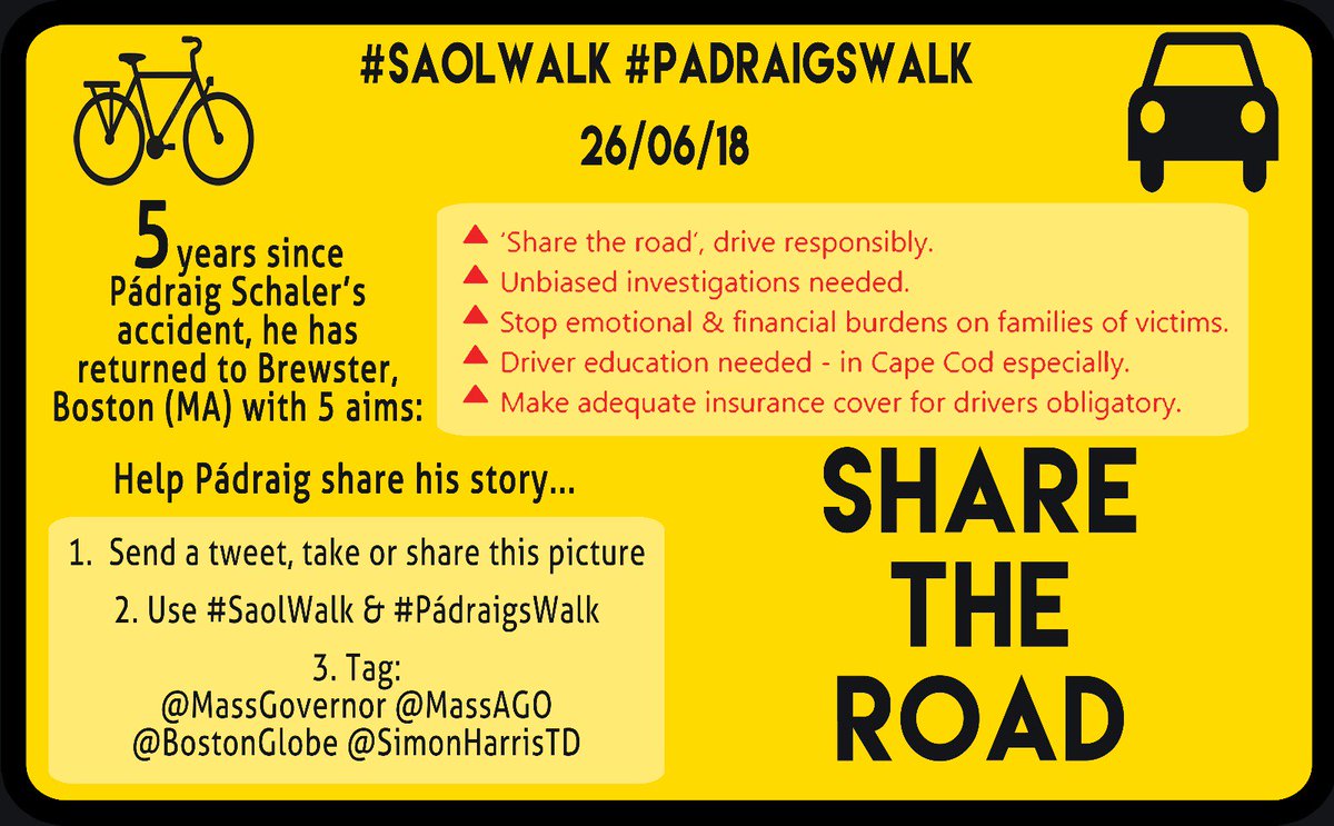 OiMisteil's tweet photo. Mo chara Pádraig. He is back in Cape Cod - on the site of where he was knocked down - this very day 5 years ago. He has 5 aims. 
Please share.
@MassGov @MassAGO @BostonGlobe @SimonHarrisTD #saolwalk #PadraigsWalk https://t.co/bam5zp4XF6