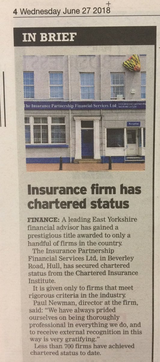 TIPfinancial's tweet photo. Thanks for the mention in the Hull Daily Mail regarding chartered status. https://t.co/40VRZZcIJV