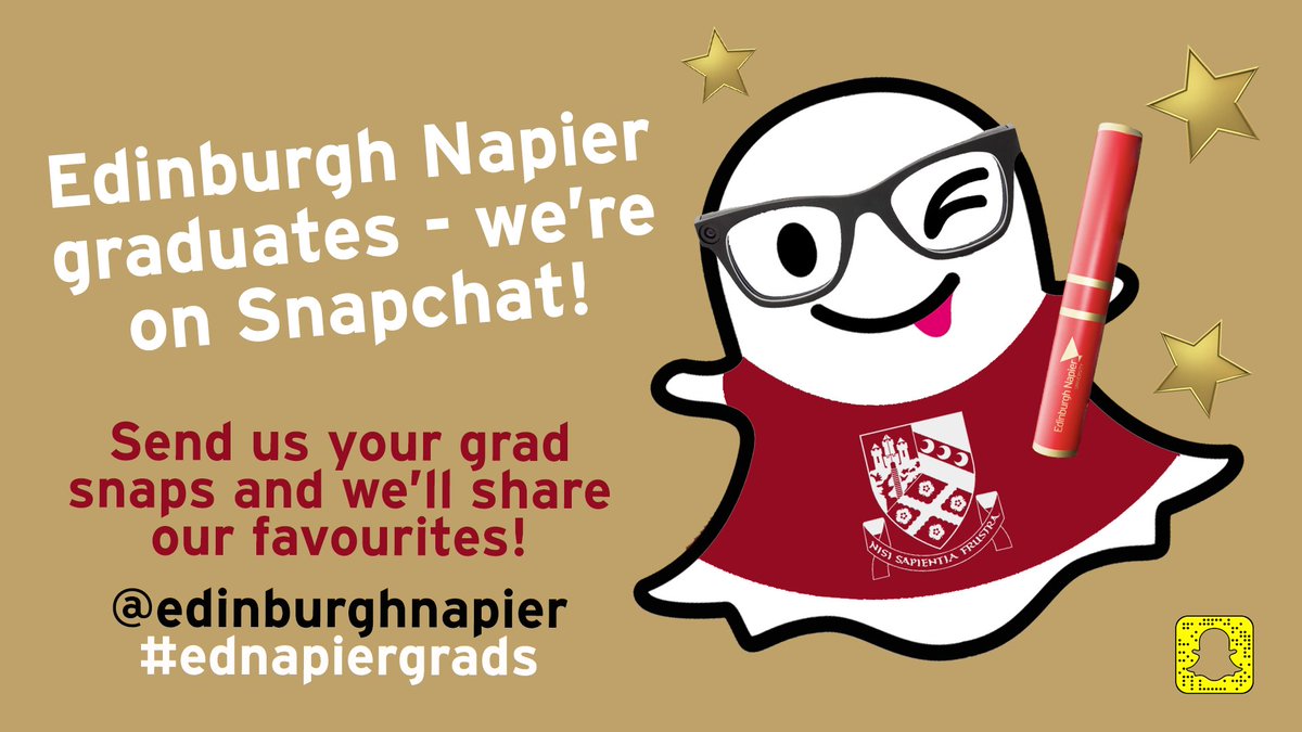 EdinburghNapier's tweet image. Happy graduation day! Head over to Snapchat and send us your snaps - we'll use our favourites in our grad story. We've also got an #ednapiergrads filter! #filterlife