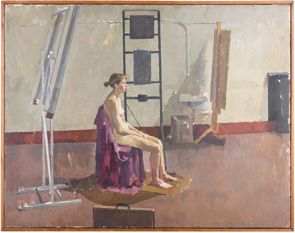 johnavisartist's tweet photo. #BackToSchool where it all started @CamberwellUAL &amp; #Slade @SladeArchive. #Painting of #model #InTheStudio #40s early #50s Lot 39 26x33" in the #Modern &amp; #PostWar #British #Art #Auction 28th June2018 1.00pm BST @ChiswckAuctions #oils #UAL #nude #artists https://t.co/HUGWTQMHgo … https://t.co/IT7Ina3Wkl