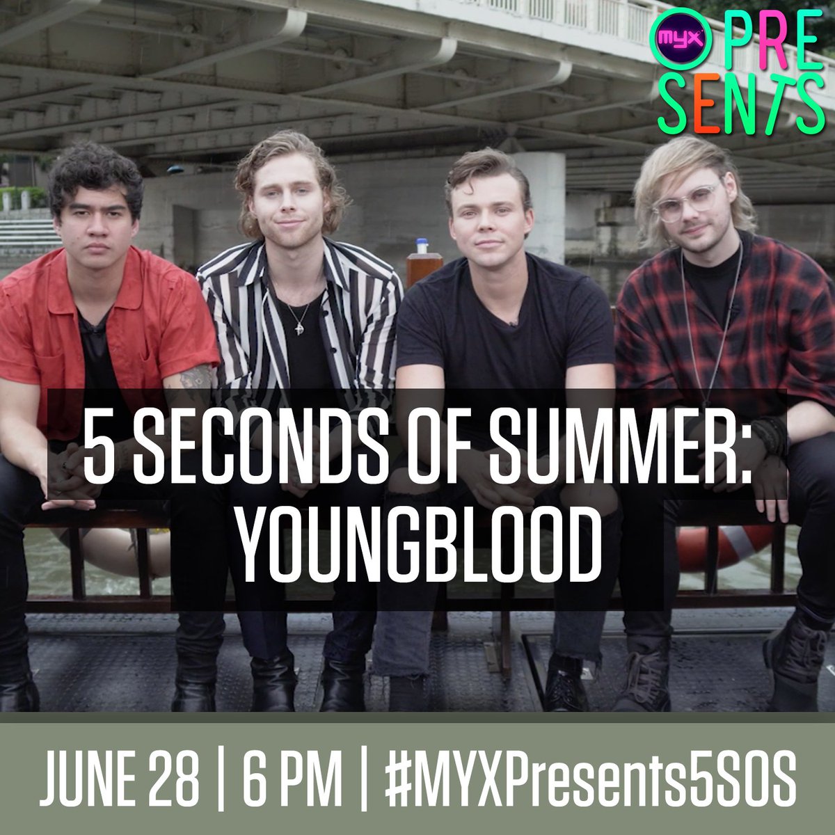 myxglobal's tweet image. We have a special treat for you, #5SOSFAM! Catch &quot;MYX Presents 5 Seconds Of Summer: Youngblood&quot; tomorrow, June 28 at 6pm as we give you our MYXclusive interview with @5SOS in Singapore... AND MORE! Set your alarms! #MYXPresents5SOS