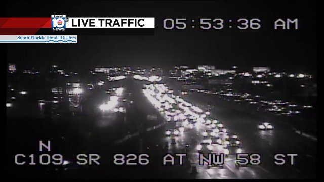 CONSTRUCTION ALERT: SR-826 SB & NW 58th St. Three lanes are closed and delays are building. #TRAFFIC #MIAMI https://t.co/MgZmz1ML3A