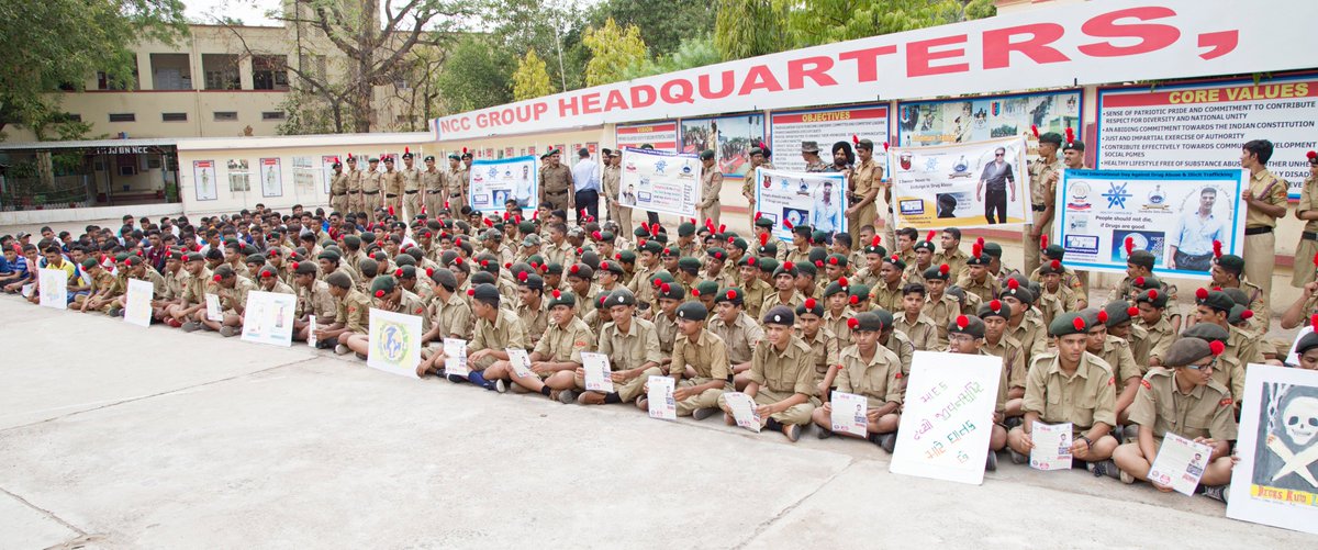 ncbazu's tweet photo. On occasion of 26th June International Day against Drug Abuse &amp; Illicit Trafficking Day, NCB Ahmedabad Participated in Drug Awareness Rally Along With NCC Cadets , Also Awareness Lecture was delivered by ZD Shri @gandhiom #SayNoToDrugs @SurakshaSetu https://t.co/7MsP1R4svy