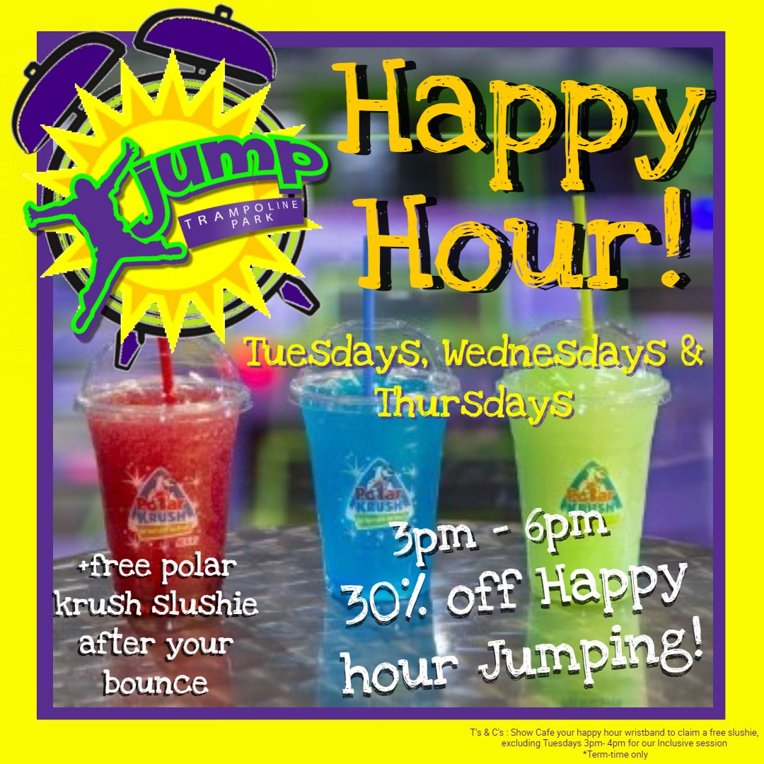 XJumpUK's tweet photo. Phewie! Looking to get out of the hot sunshine for awhile? ☀️
Join us for an after school bounce and cool off ❄️ with a refreshing free Polar Krush slushie after the session! 👌
Book now: https://t.co/qePXpuZJQw https://t.co/ubqTdxdwBf