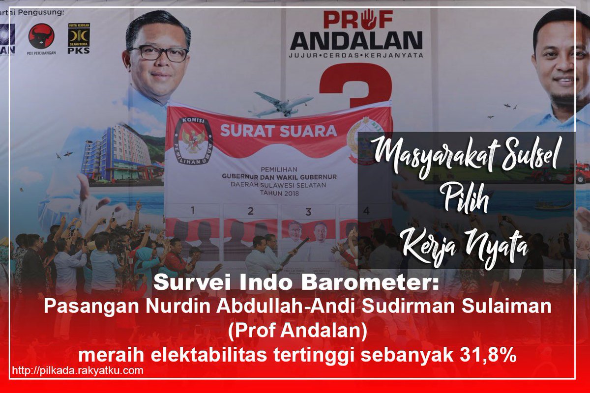 the next gubernur untuk sulawesi selatan yang akan membawa perubahan 
semoga hasil hari ini terus membaik prof <a href="/MNurdinAbdullah/">Nurdin Abdullah</a>
