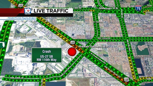 CRASH: US-27 SB & NW 116th Way. #TRAFFIC #MIAMI https://t.co/8YZ88OUk9D
