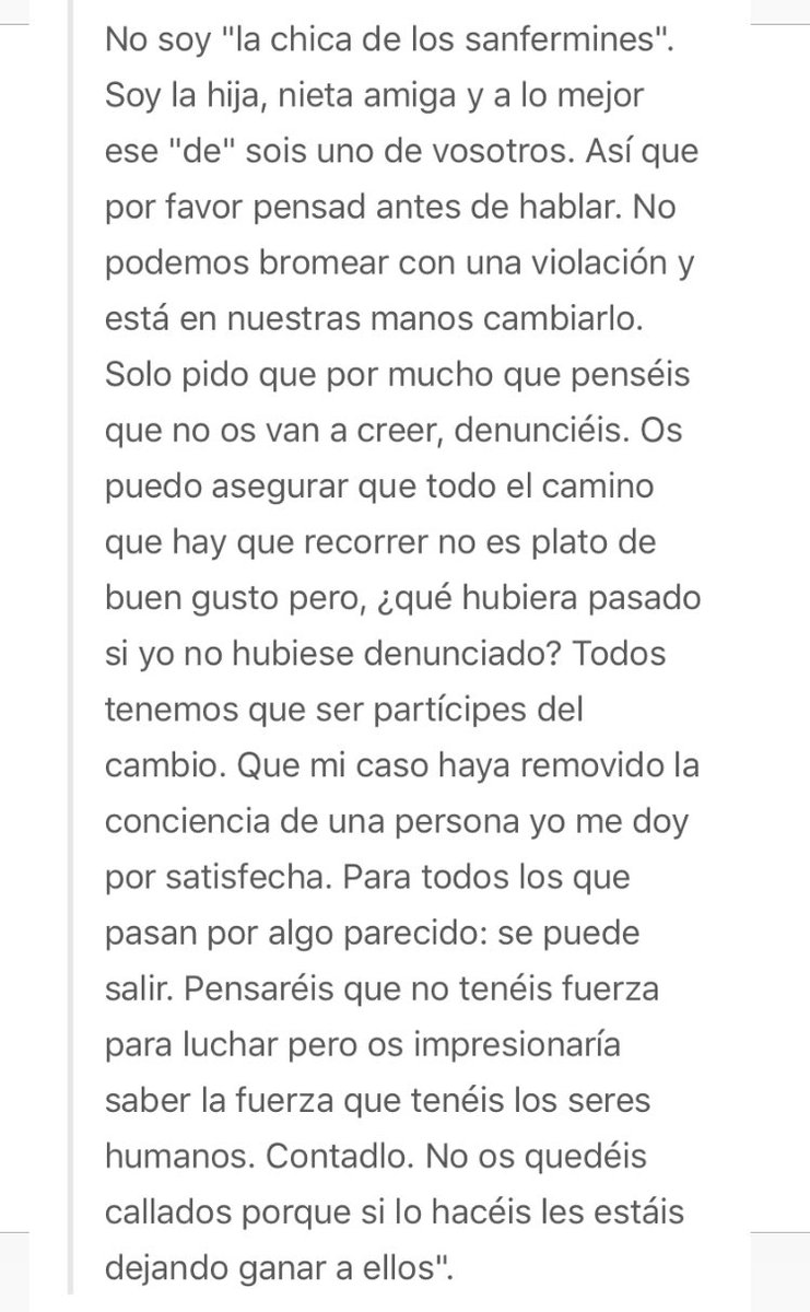 Chica05_'s tweet photo. La carta de la victima de La Manada.
Estamos juntas, hermana 💙 https://t.co/bOjhxdSLWr