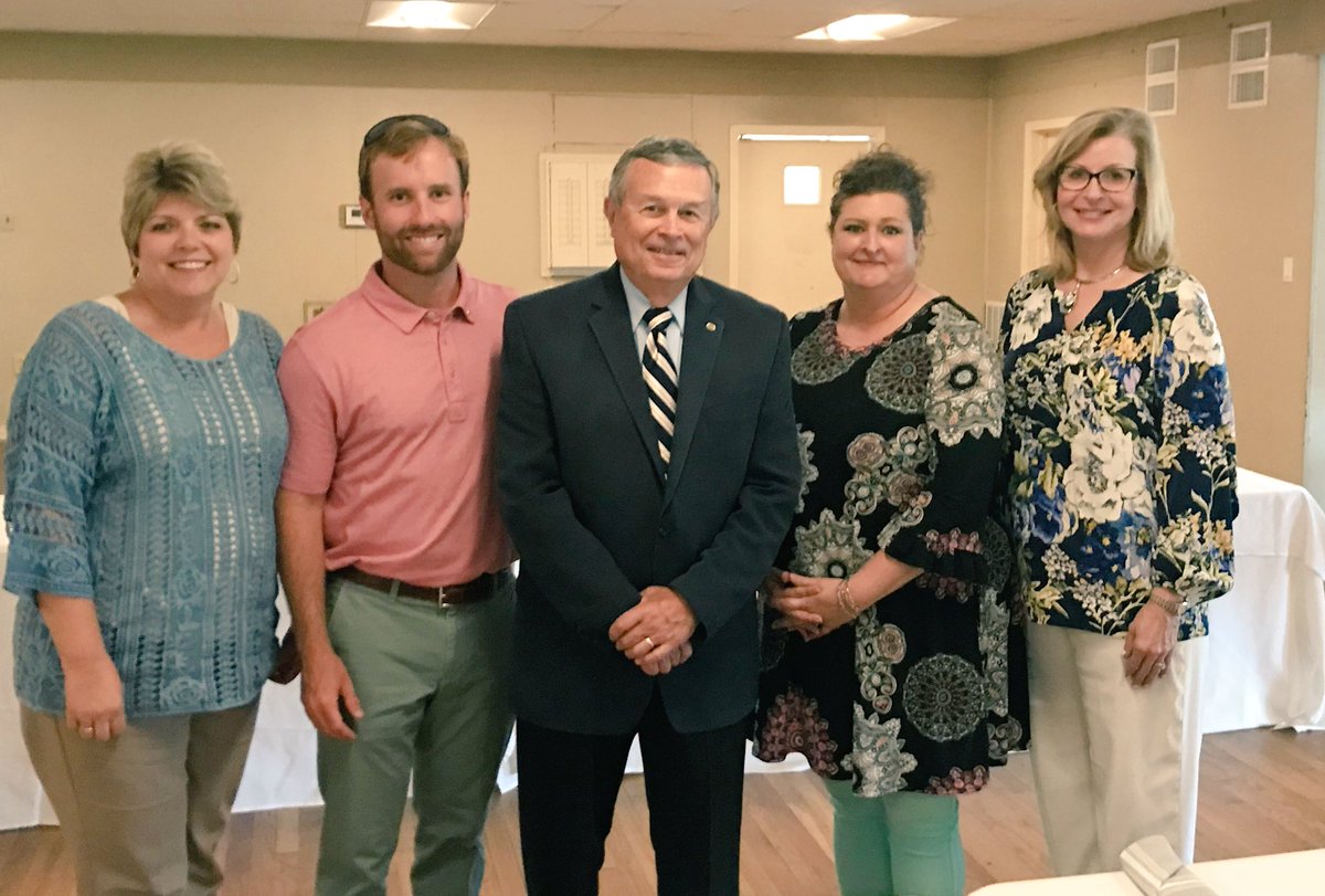 Excited to have this year’s officers installed lead by president Lane Westfaul, treasurer Bob Wadsworth, pres-elect Kathy Taylor &amp; secretary Taylor Maddux (not-pictured)! Also pictured are board member Sandra Darby &amp; asst district governor Stephen Whatley. #rotary #batesvillems