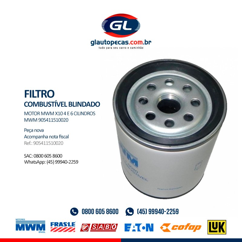 glautopecas's tweet photo. Filtro Combustível Blindado Para Motor MWM X10 4 e 6 Cilindros - 905411510020 - GL Autopeças
Confira https://t.co/FEnu5ZPxvL https://t.co/kq1ErSzmVR